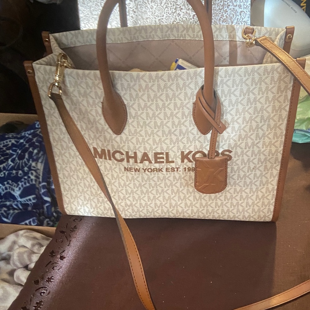 Michael Kors Cream and Tan Signature Tote